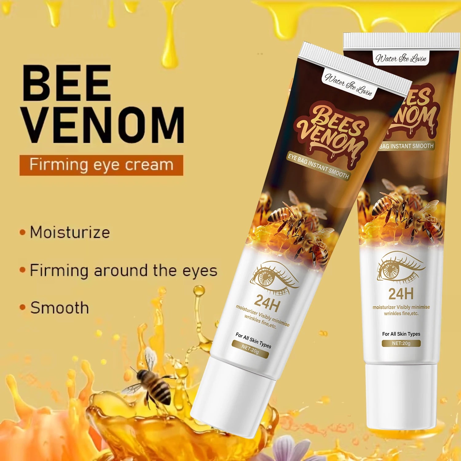 Crème Yeux Venin d'Abeille — Raffermissante, Anti-Poches & Anti-Cernes