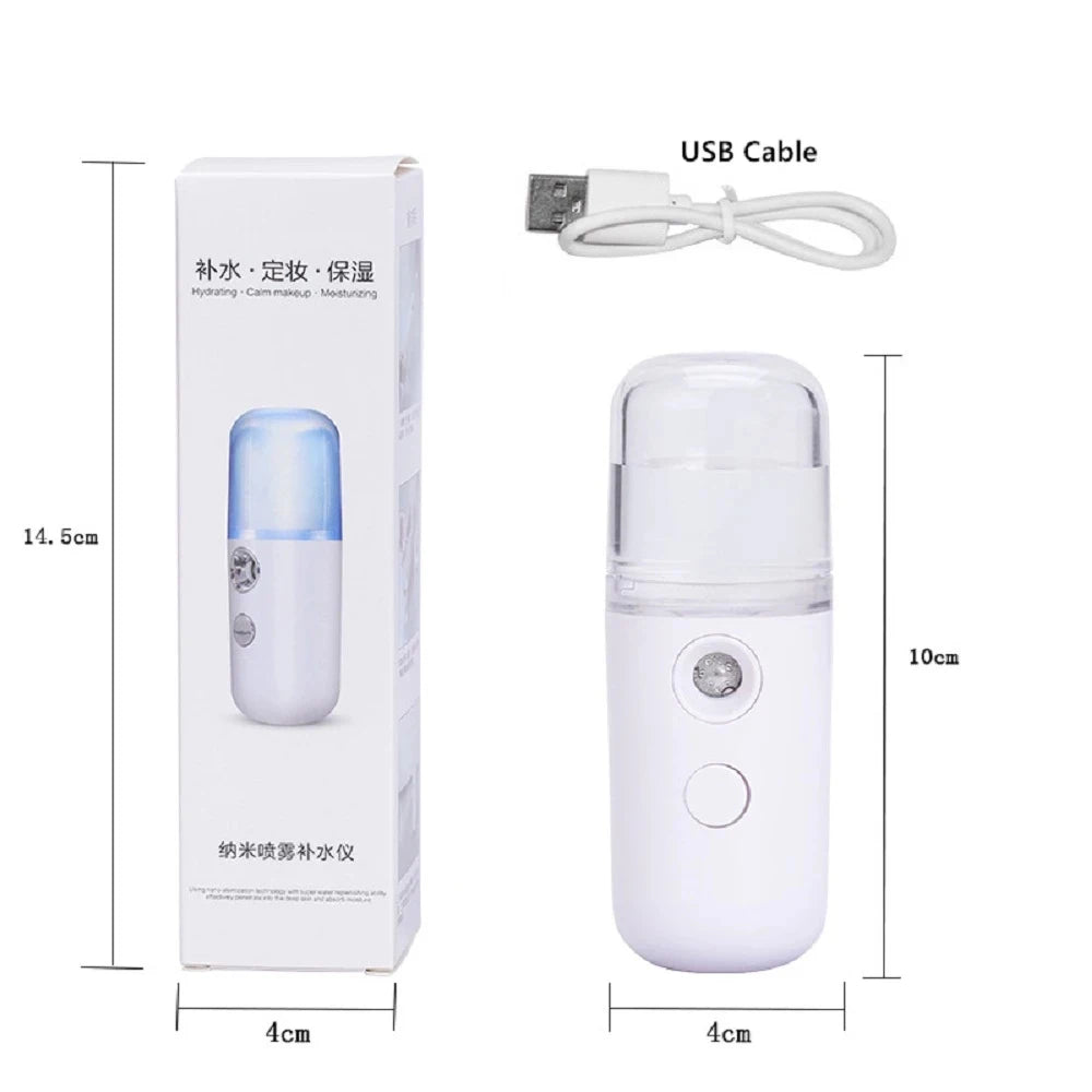 Pulvérisateur Facial à Brume USB Rechargeable — Nébuliseur Hydratant Visage, Humidificateur Portable Soins de la Peau