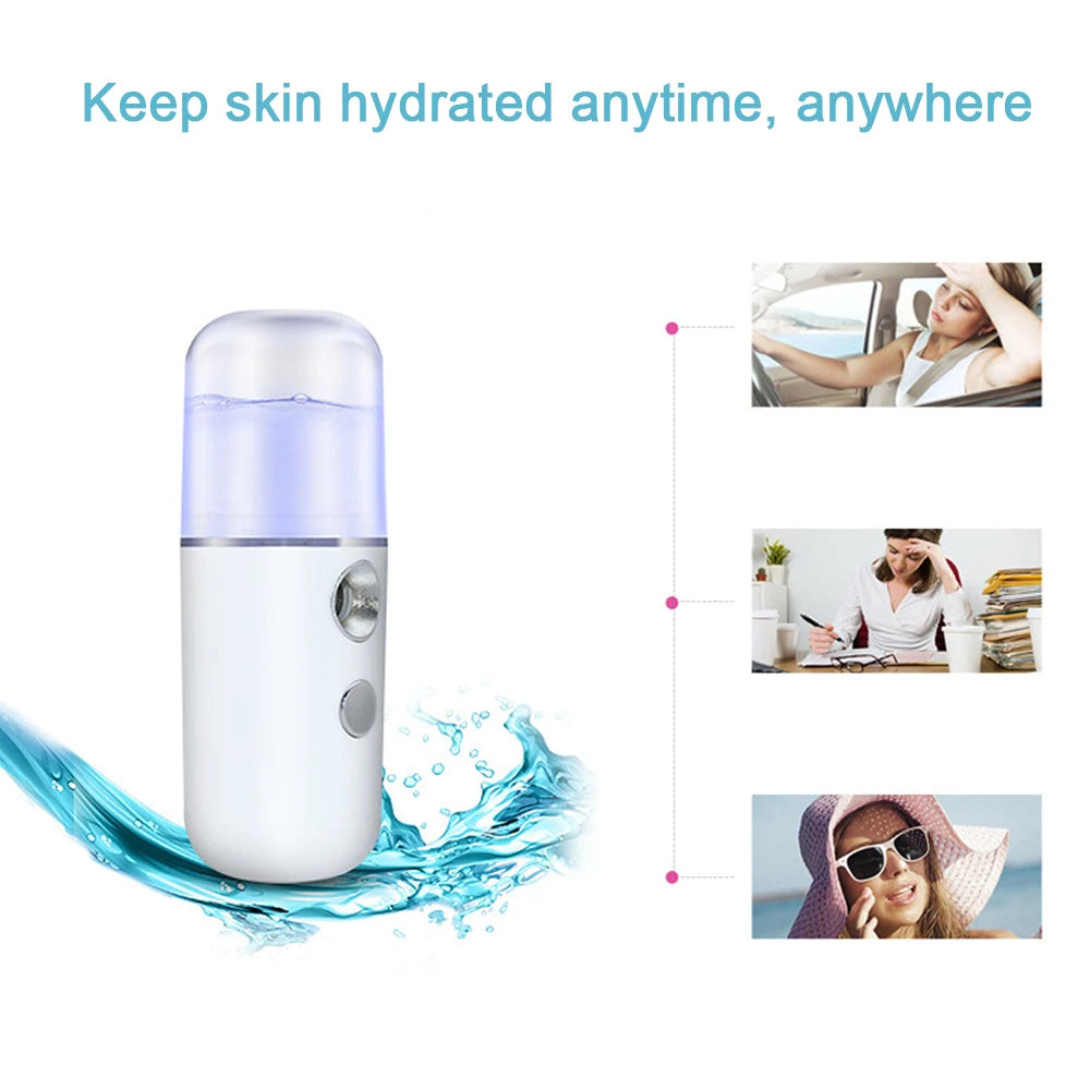 Pulvérisateur Facial à Brume USB Rechargeable — Nébuliseur Hydratant Visage, Humidificateur Portable Soins de la Peau