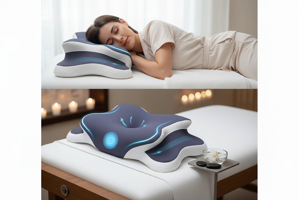 😴 Oreiller Multifonctionnel Cale Cervicale – Sommeil, Massage & Support Téléphone | Gris · Vert · Noir