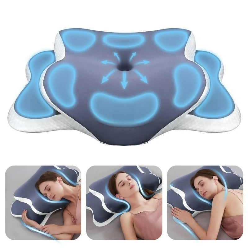 😴 Oreiller Multifonctionnel Cale Cervicale – Sommeil, Massage & Support Téléphone | Gris · Vert · Noir
