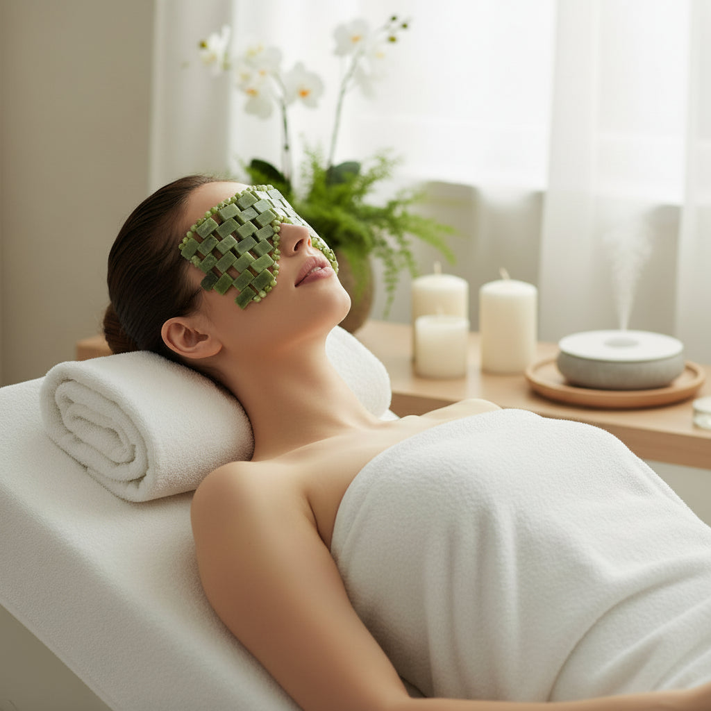 Masque Yeux en Jade Naturel – Relaxation & Soin du Visage