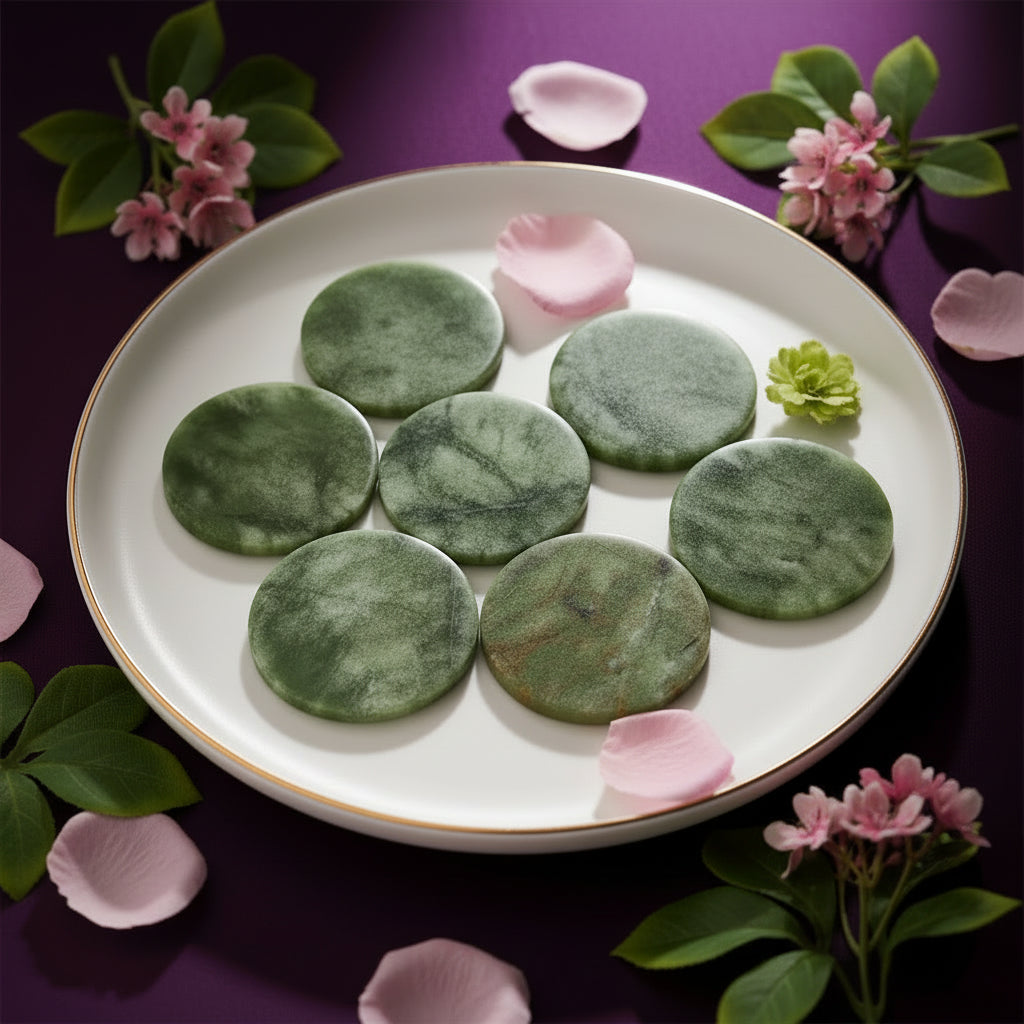 Patchs Yeux Jade Naturel 2 Pièces - Massage Anti-Rides et Anti-Gonflements