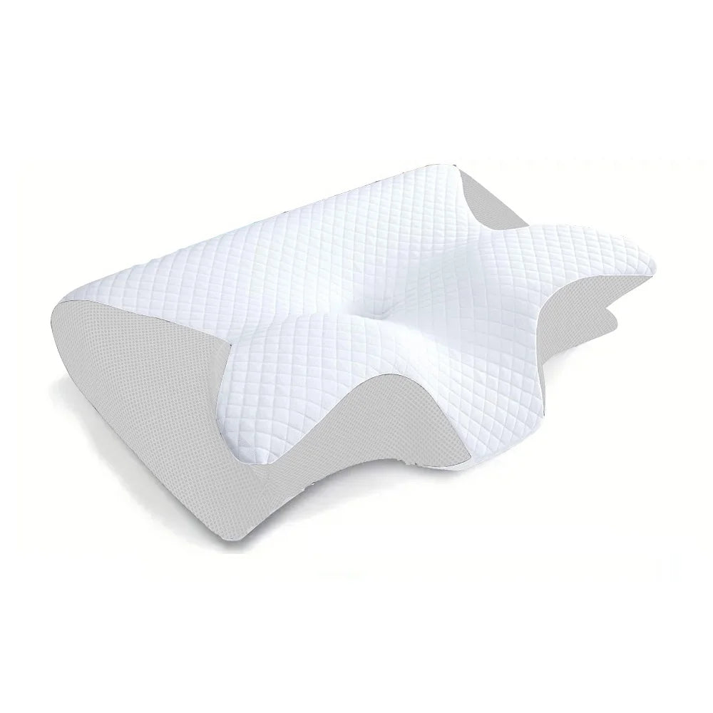 Oreiller Cervical en Mousse à Mémoire de Forme – Orthopédique Ergonomique 2 en 1, Anti-Ronflement & Anti-Apnée