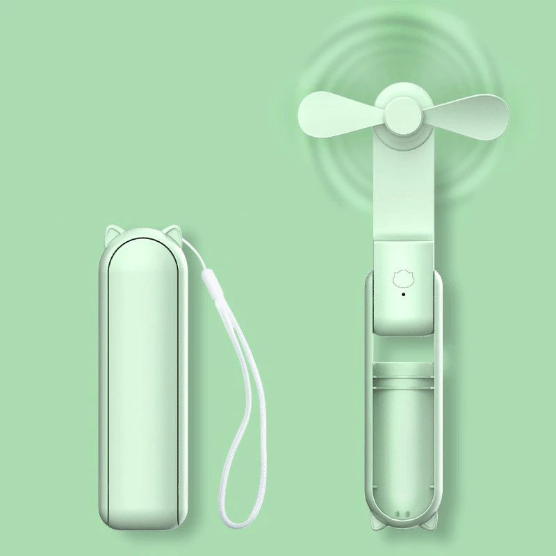 Mini ventilateur portable, rechargeable par USB, ventilateur portatif pliable réglable à 3 vitesses, adapté aux femmes, aux voyages et aux usages en extérieur