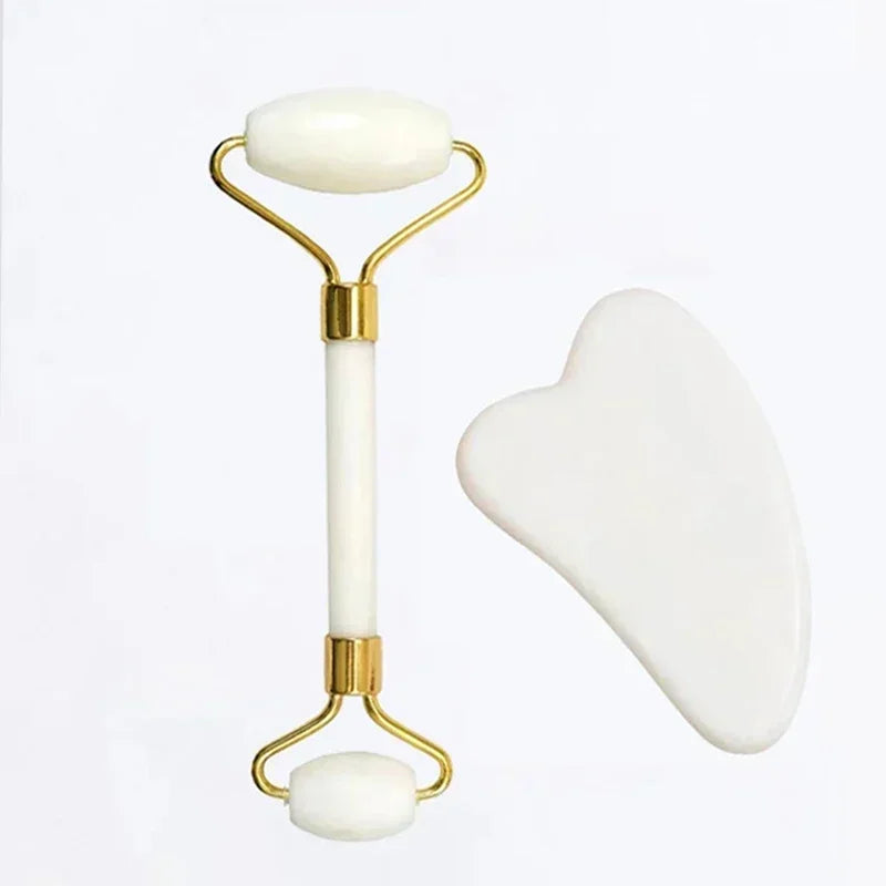 Rouleau de Jade Naturel & Gua Sha – Massage Visage, Lifting & Soins Spa