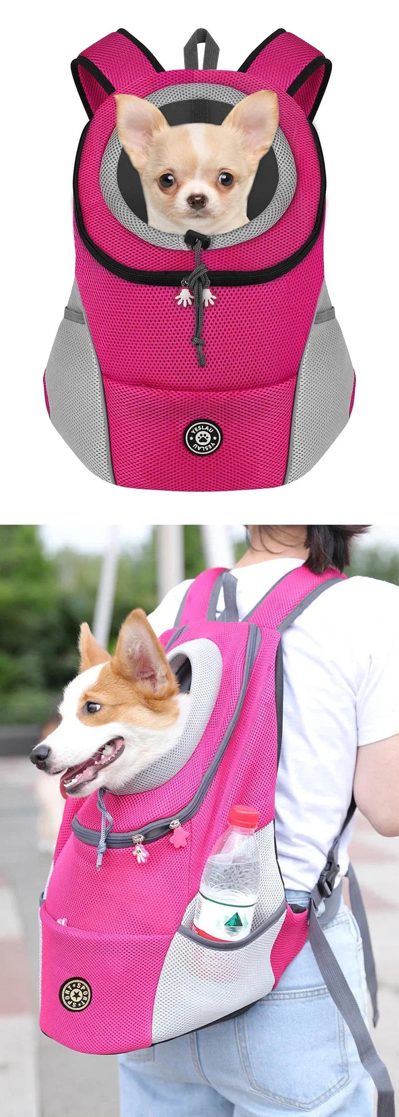 Sac d'extérieur Portable à Double épaule pour chiens, sac de voyage respirant pour chiens, sac de transport pour chiens en plein air, fournitures de transport pour animaux de compagnie