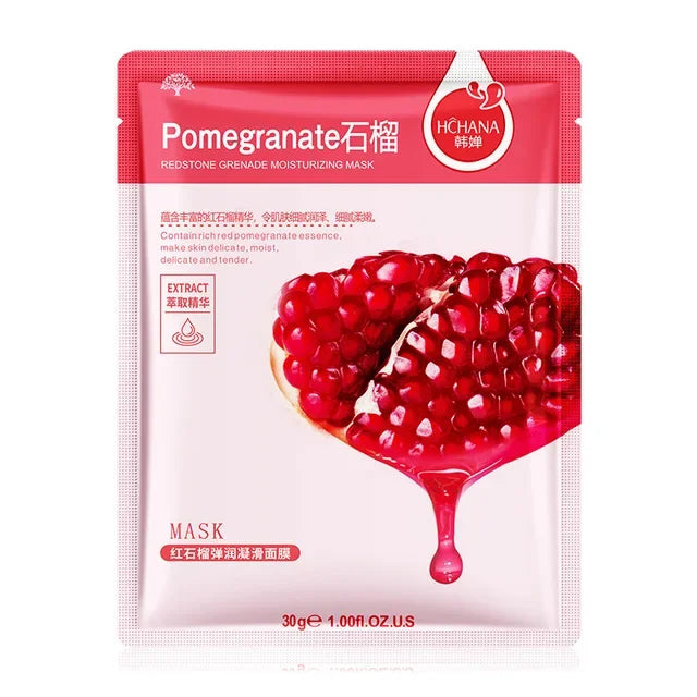 Masque facial végétal naturel, hydratant, contrôle de l'huile, anti-âge, fruits, rentabilité, feuille coréenne, beauté, soins de la peau, 30 pièces Pomegranate 30p