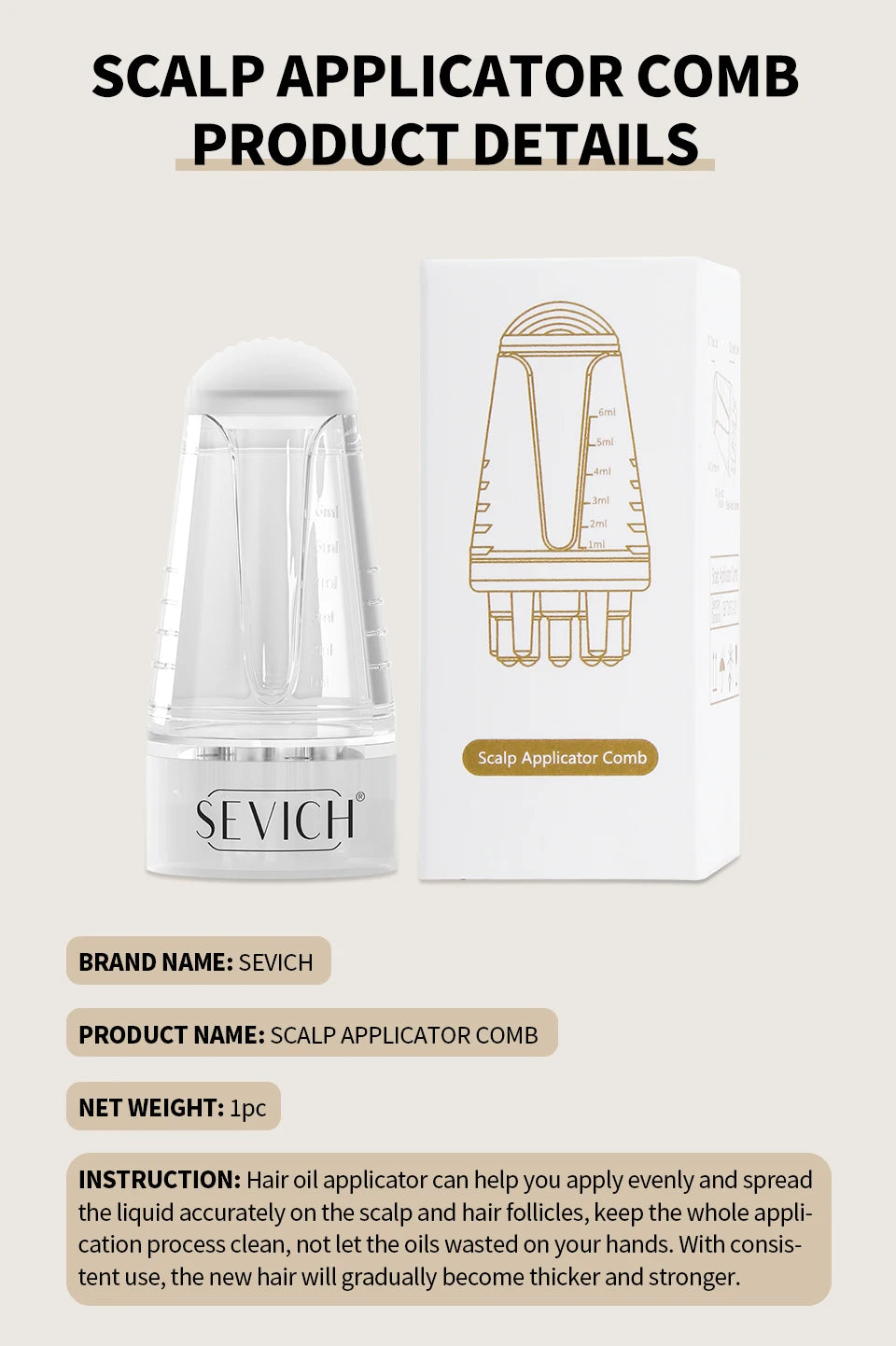 ✨ Applicateur Cuir Chevelu 6ml 💎 | Peigne Massant Sérum | Anti-Chute & Croissance | Soin Capillaire Luxe