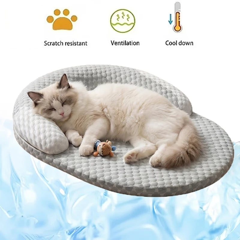 Coussin Rafraîchissant pour Chien & Chat – Tapis Été en Soie Glacée, Toutes Tailles