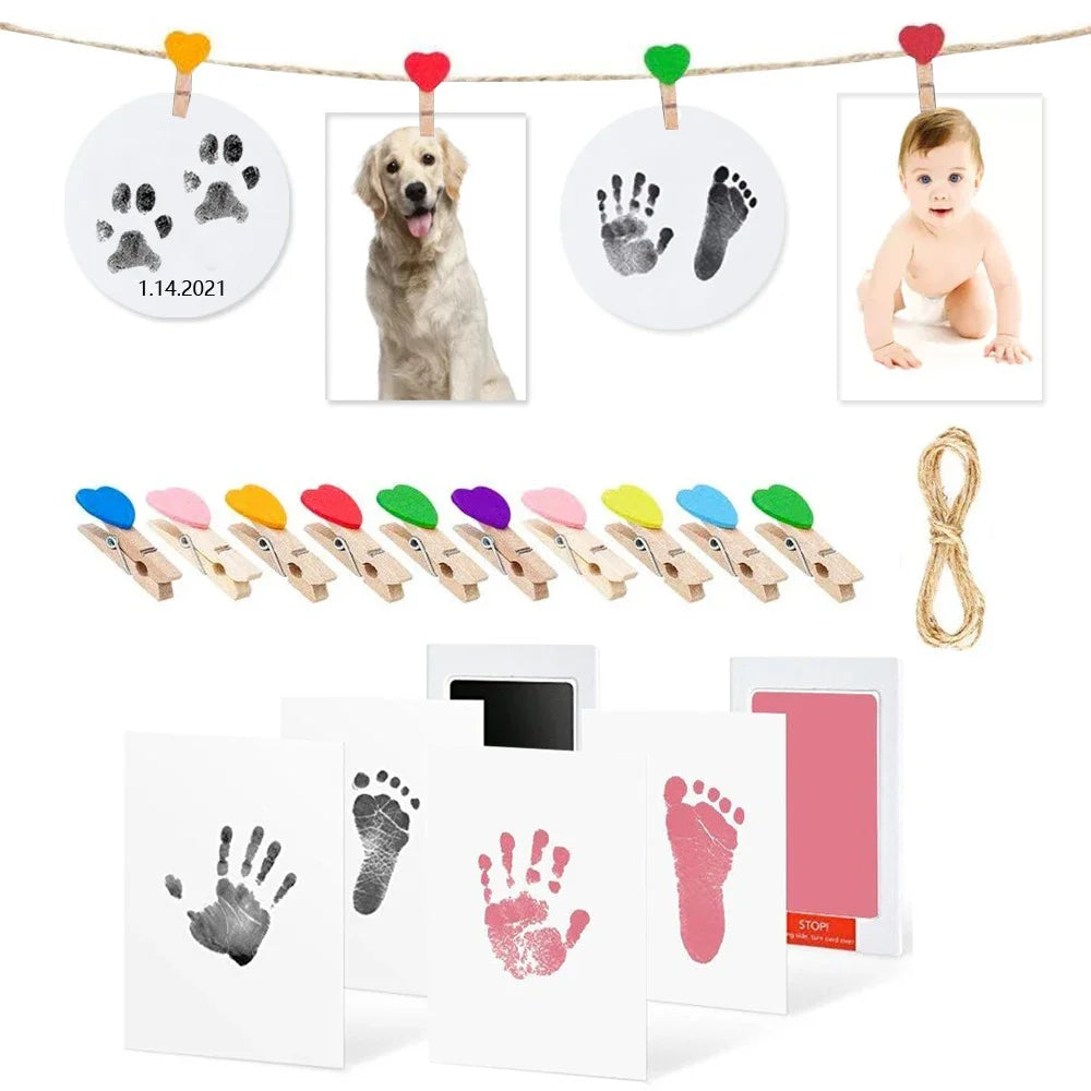 Kit d'Empreintes Bébé & Animal — Sans Encre, Non Toxique, 0-10 Mois