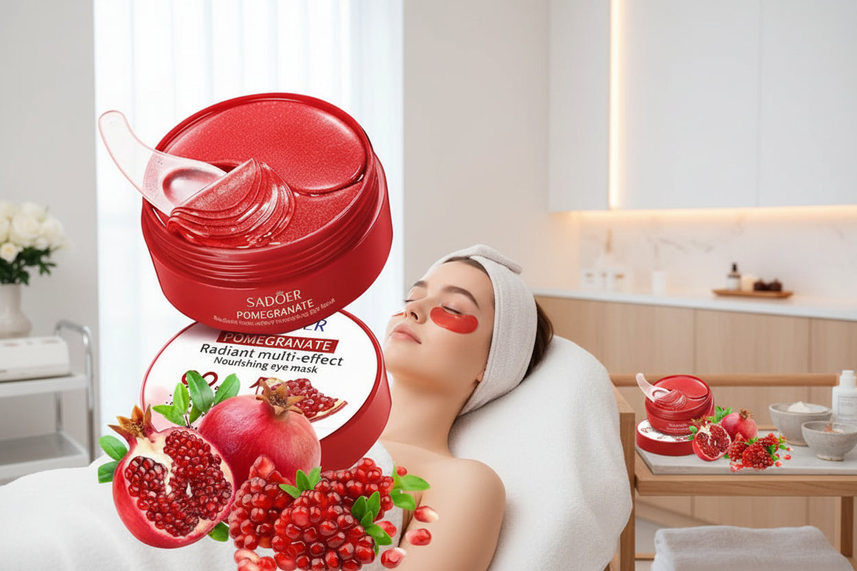 Masque pour les yeux à la grenade, Patch pour les yeux nourrissant et hydratant multi-effet pour hydrater la zone des yeux, 60 pièces/bouteille-1 bouteille