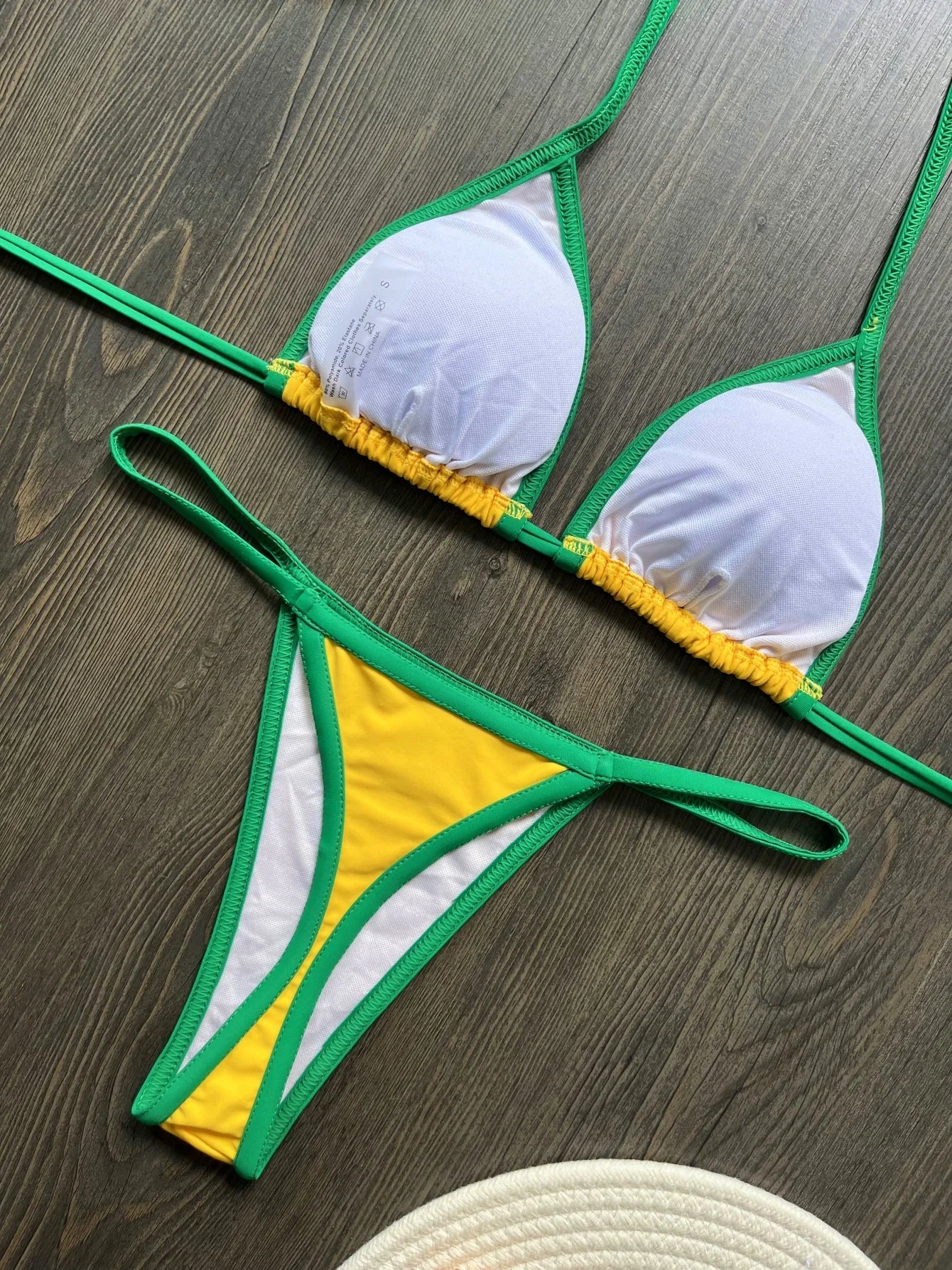 Bikini Brésilien Brodé | Ensemble Maillot de Bain Femme Patchwork Deux Pièces