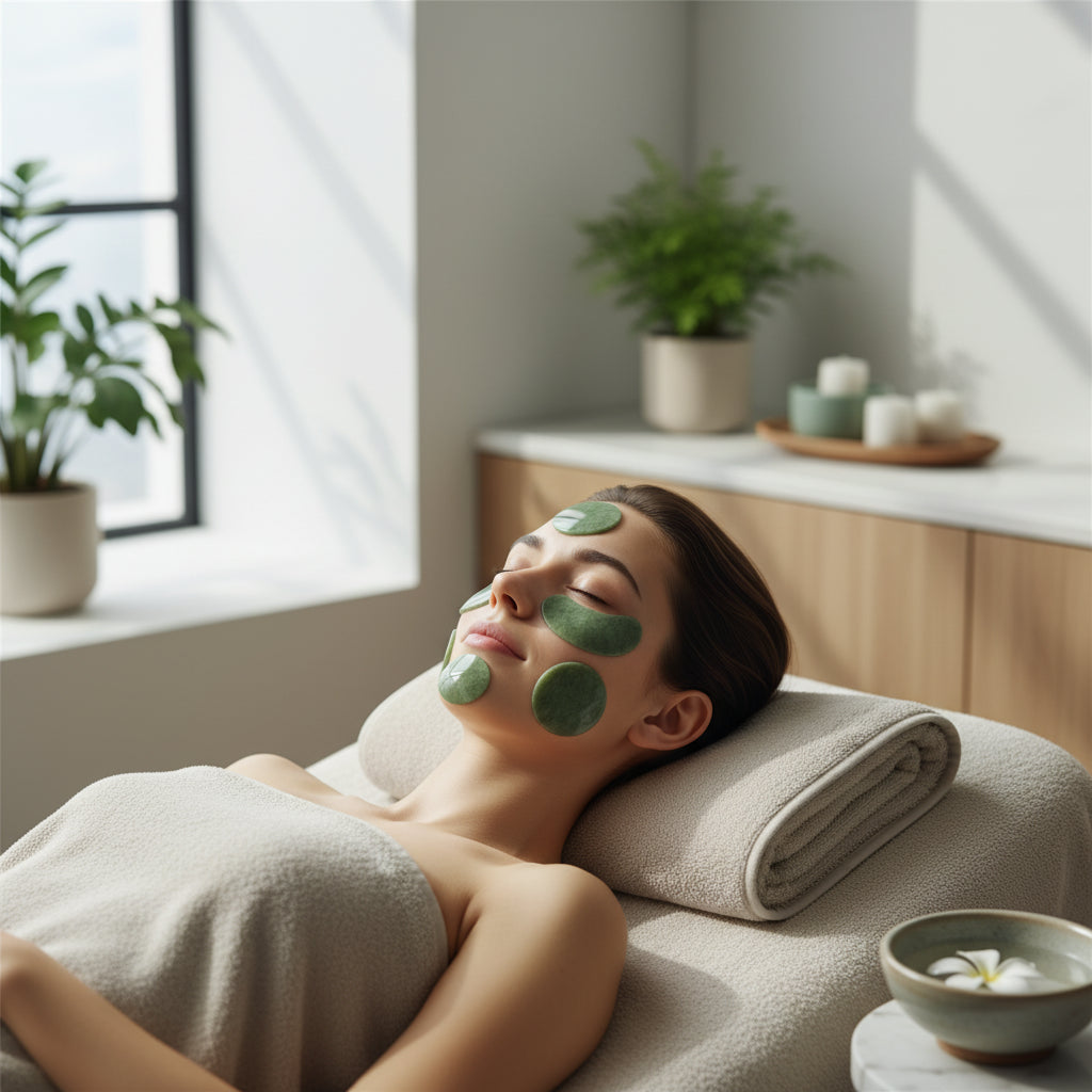 Patchs Yeux Jade Naturel 2 Pièces - Massage Anti-Rides et Anti-Gonflements