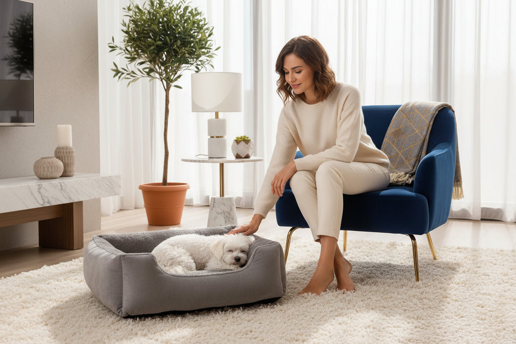 Panier Lit Luxe pour Chat & Chien – Coussin Moelleux Ultra-Doux S/M/L