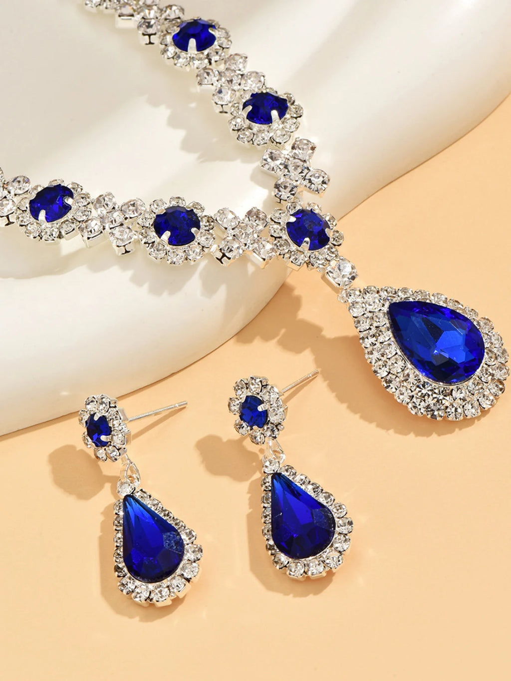 Parure Cristal Femme – Collier & Boucles d'Oreilles Goutte | Soirée & Mariage