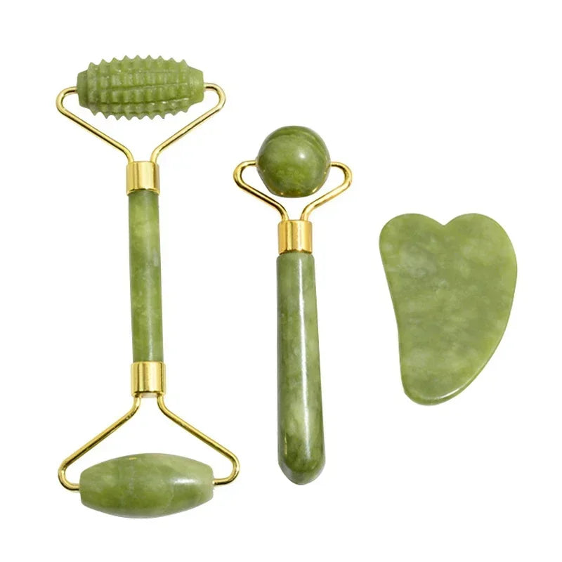 Rouleau de Jade Naturel & Gua Sha – Massage Visage, Lifting & Soins Spa