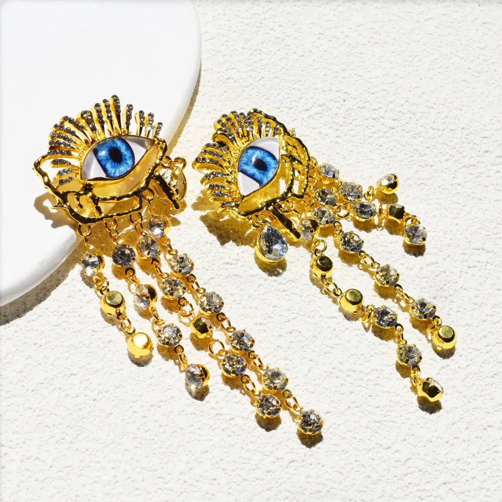 Boucles d'Oreilles Œil Baroque Dorées | Bijoux Ethniques Vintage Femme