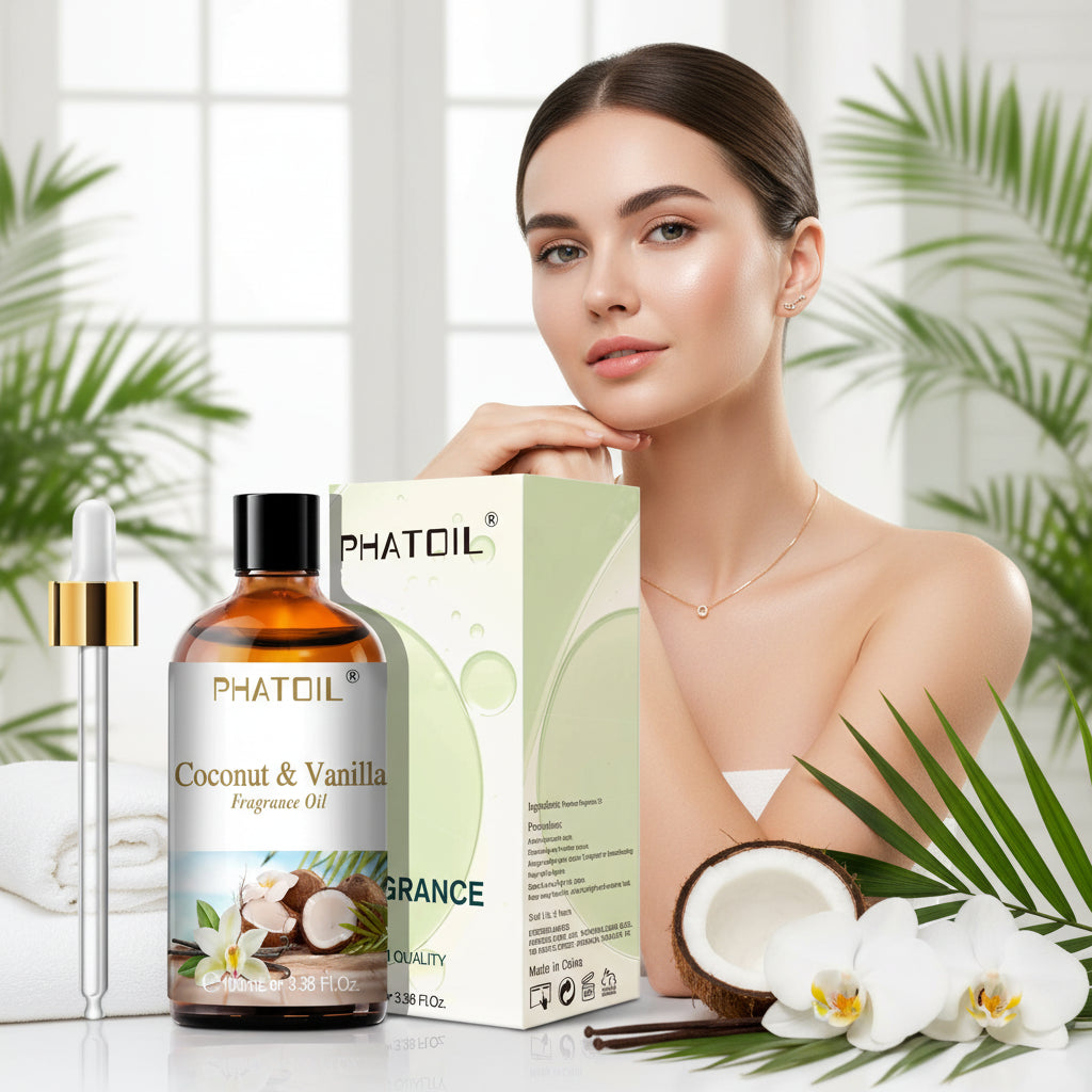 🪅 Huile Parfumée Premium Noix de Coco & Vanille 100ml – Aromathérapie & Bougies