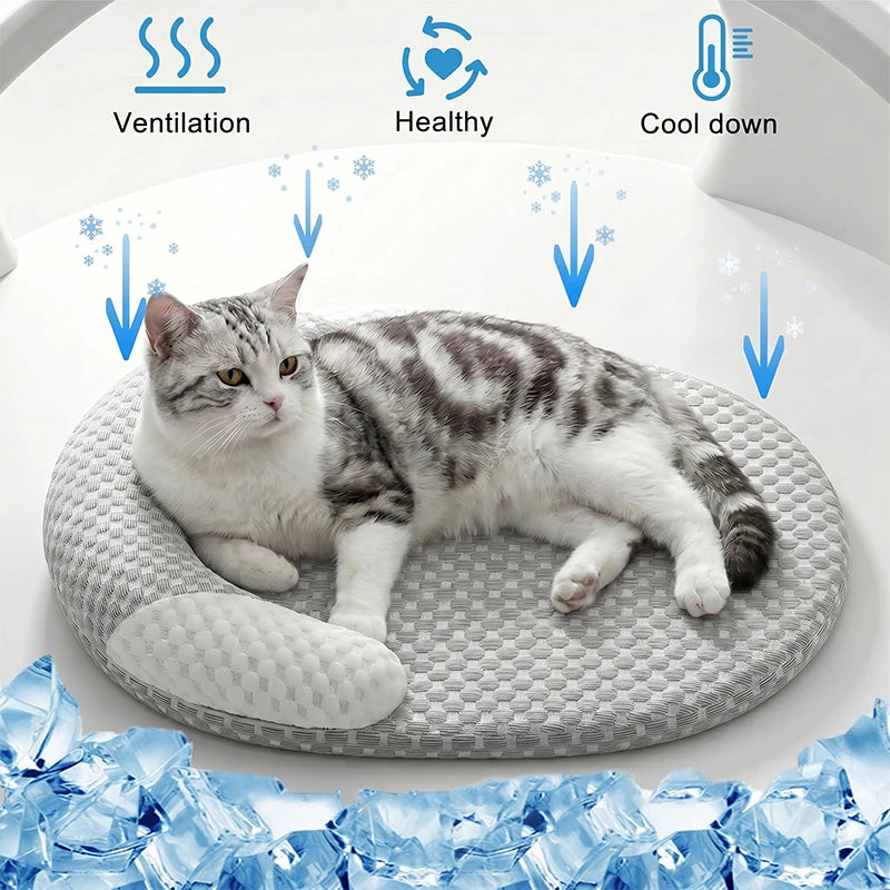 Coussin Rafraîchissant pour Chien & Chat – Tapis Été en Soie Glacée, Toutes Tailles