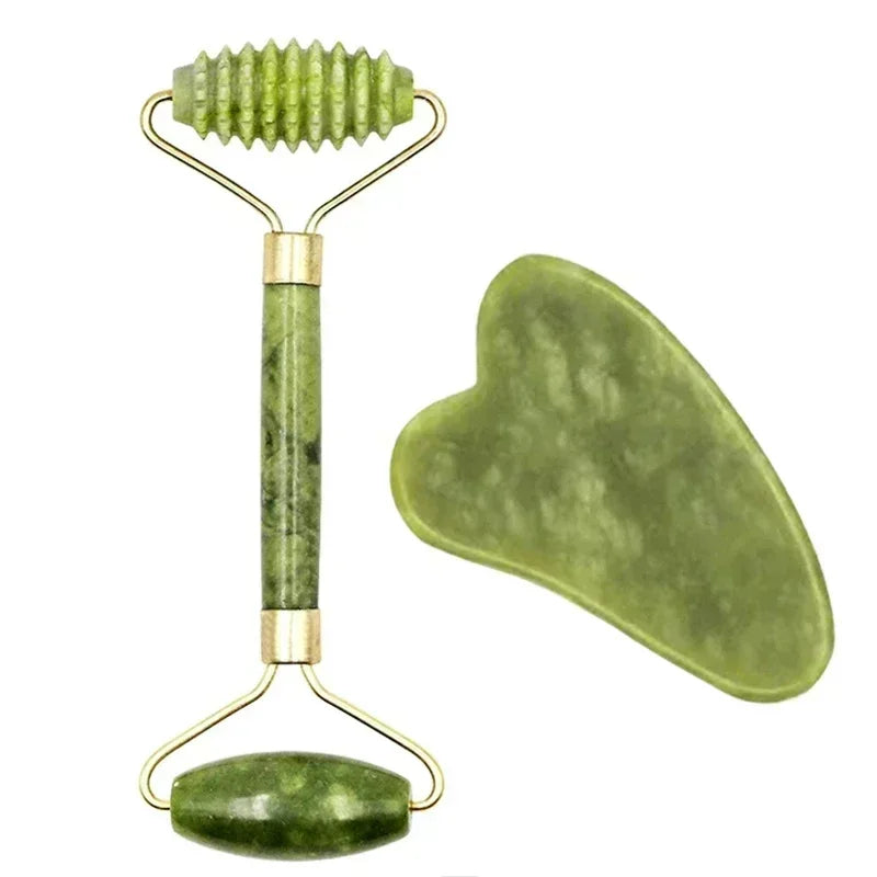 Rouleau de Jade Naturel & Gua Sha – Massage Visage, Lifting & Soins Spa