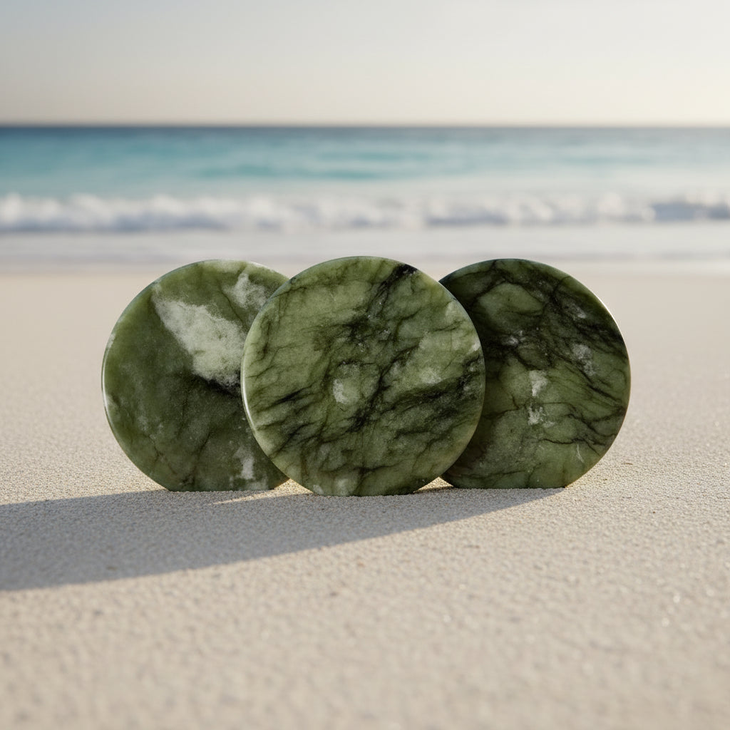 Patchs Yeux Jade Naturel 2 Pièces - Massage Anti-Rides et Anti-Gonflements