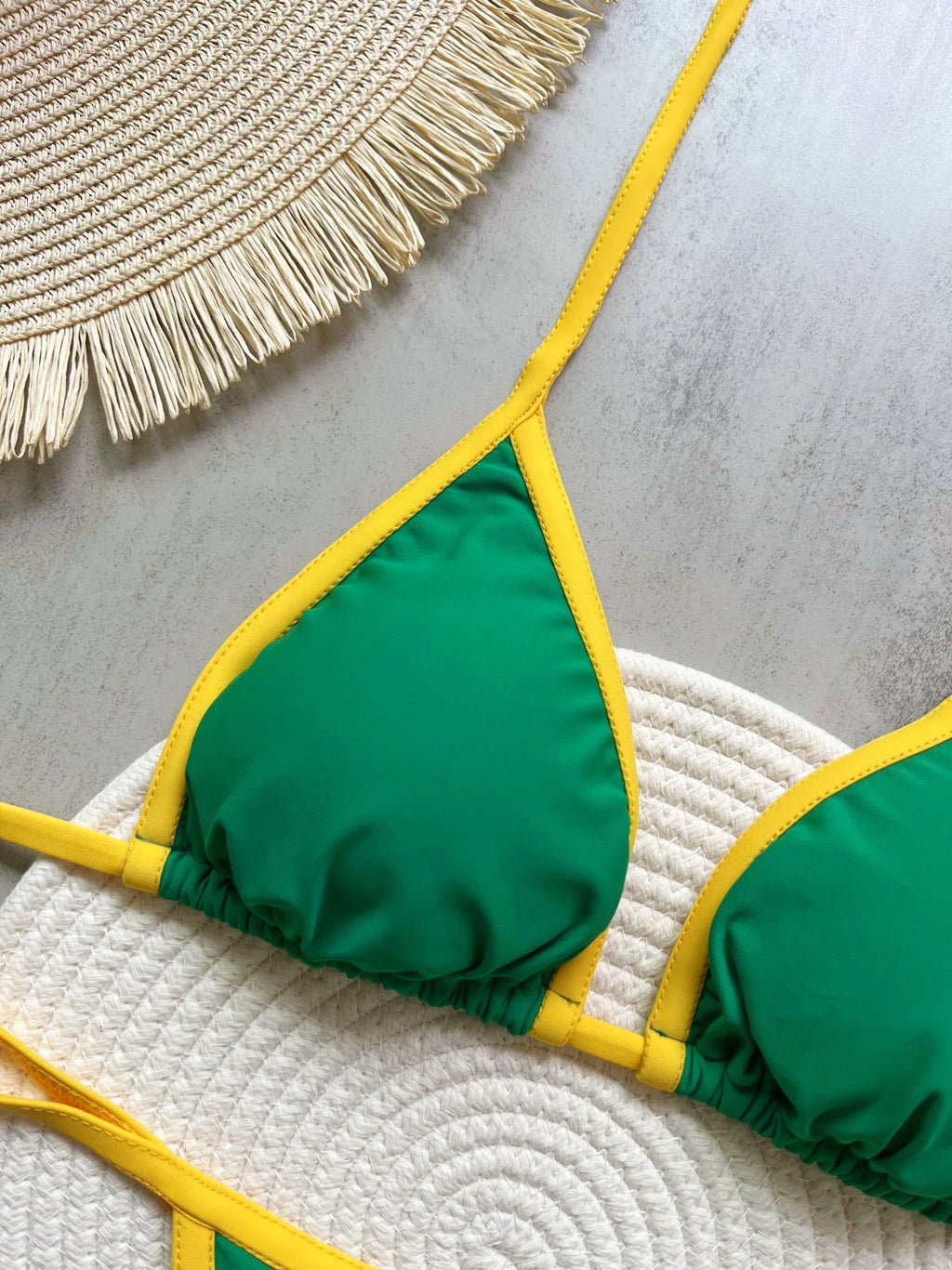 Bikini Brésilien Brodé | Ensemble Maillot de Bain Femme Patchwork Deux Pièces