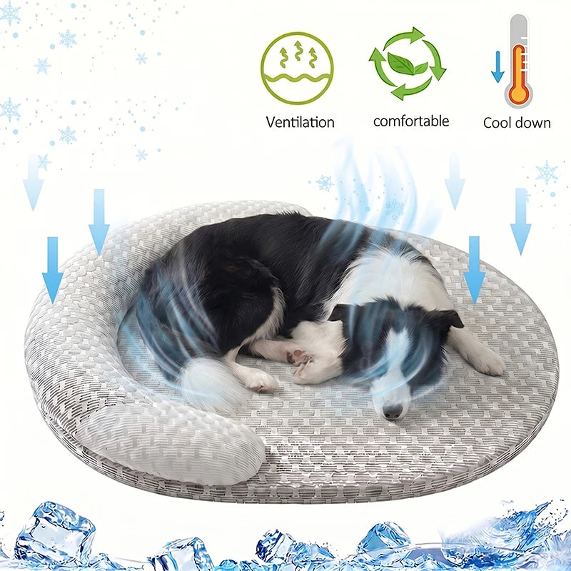 Coussin Rafraîchissant pour Chien & Chat – Tapis Été en Soie Glacée, Toutes Tailles