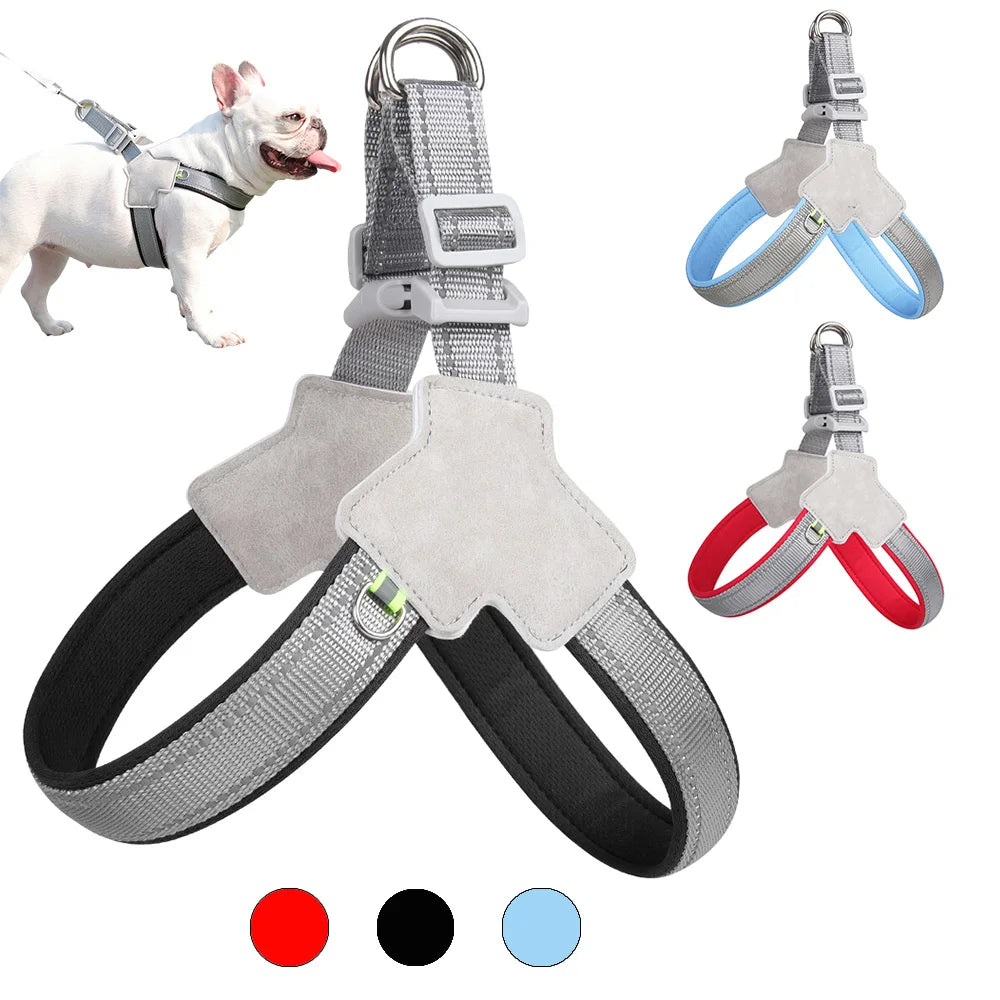 Harnais pour chien sans traction, gilet pour petits et moyens chiens, chats, randonnée, sangle de poitrine réglable et respirante, bouledogue, Chihuahua, accessoires pour animaux de compagnie