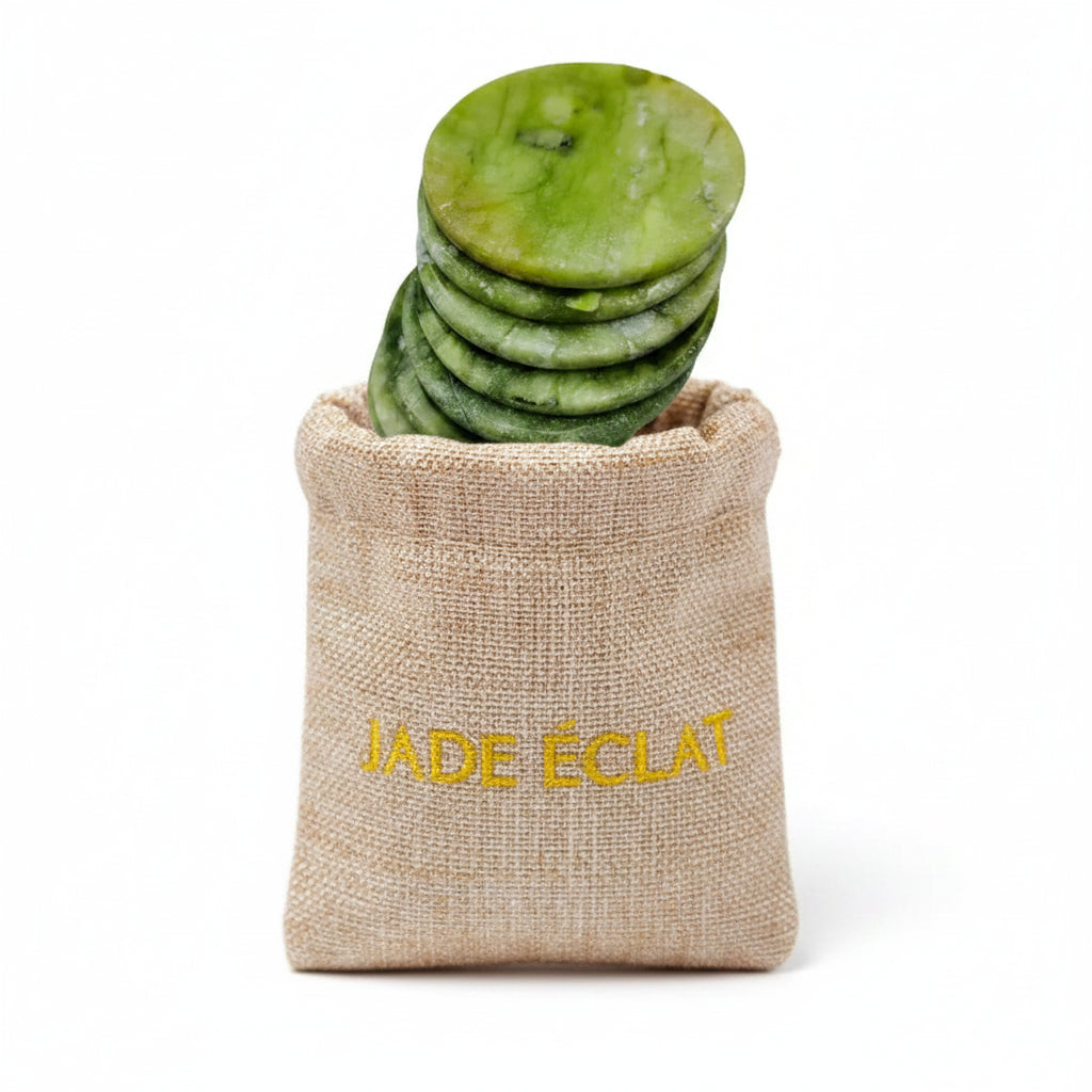 Patchs Yeux Jade Naturel 2 Pièces - Massage Anti-Rides et Anti-Gonflements