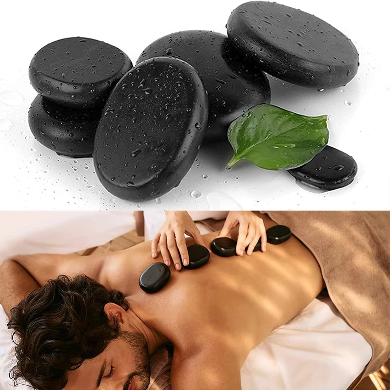 🖤 Pierres de Massage Chaudes – Set 12 Pièces | Spa Professionnel Noir