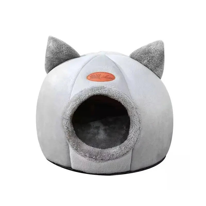 Nid Grotte Luxe pour Chat – Design Tête de Chat Mignon, Chaud & Antidérapant
