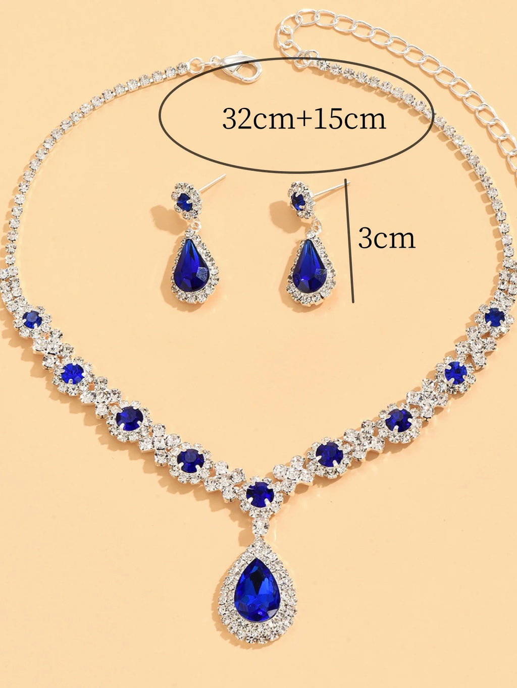 Parure Cristal Femme – Collier & Boucles d'Oreilles Goutte | Soirée & Mariage