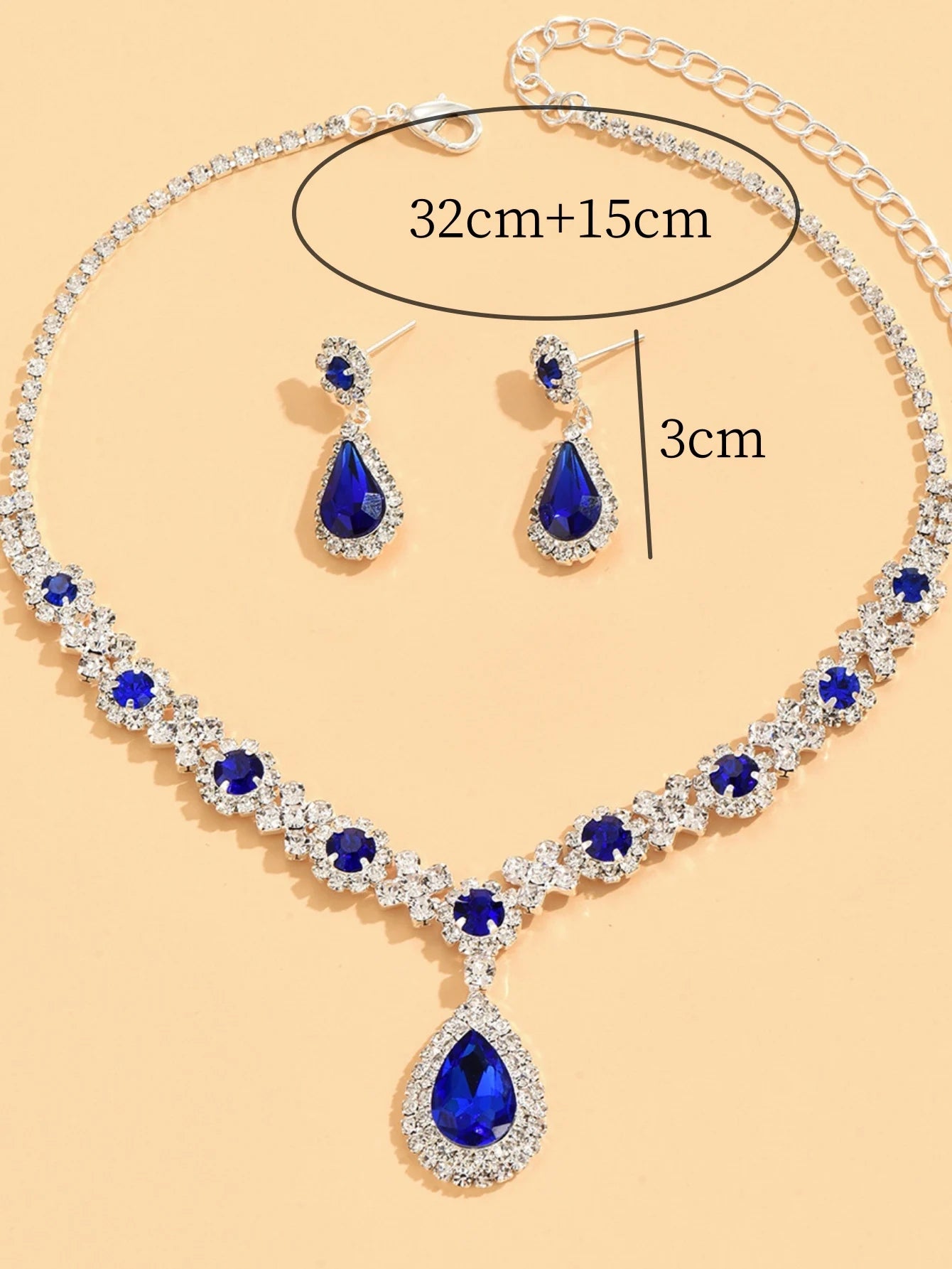 Parure Cristal Femme – Collier & Boucles d'Oreilles Goutte | Soirée & Mariage