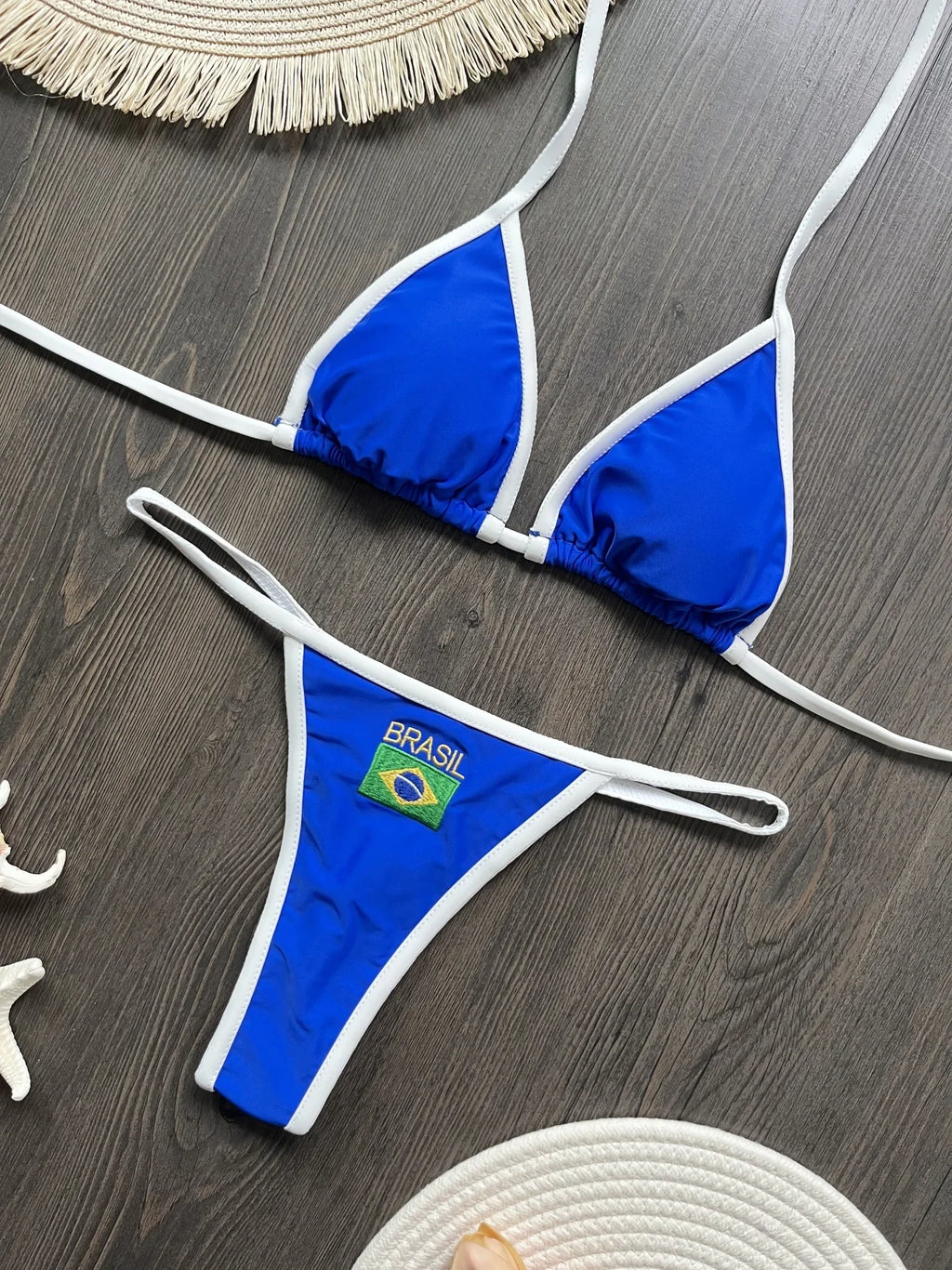 Bikini Brésilien Brodé | Ensemble Maillot de Bain Femme Patchwork Deux Pièces