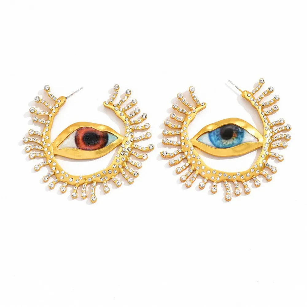 Boucles d'Oreilles Œil Baroque Dorées | Bijoux Ethniques Vintage Femme