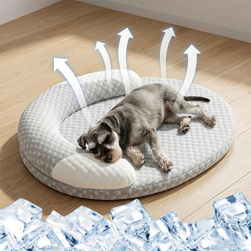 Coussin Rafraîchissant pour Chien & Chat – Tapis Été en Soie Glacée, Toutes Tailles