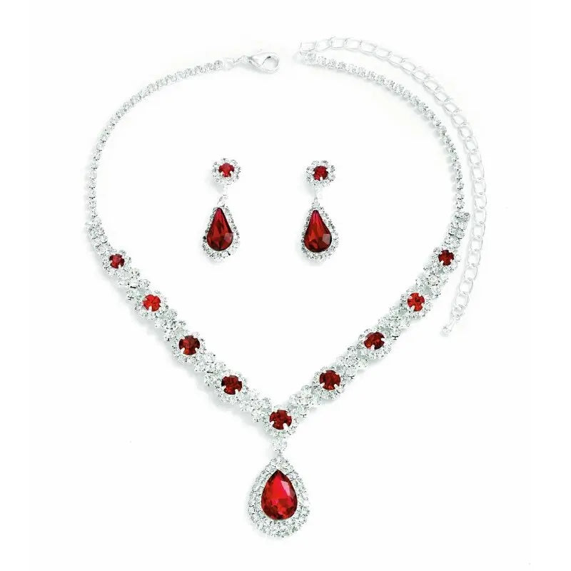 Parure Cristal Femme – Collier & Boucles d'Oreilles Goutte | Soirée & Mariage