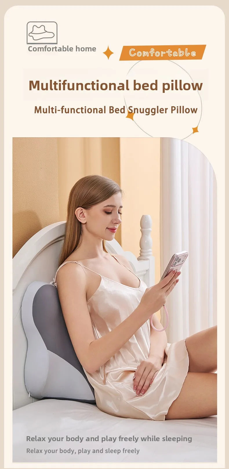 😴 Oreiller Multifonctionnel Cale Cervicale – Sommeil, Massage & Support Téléphone