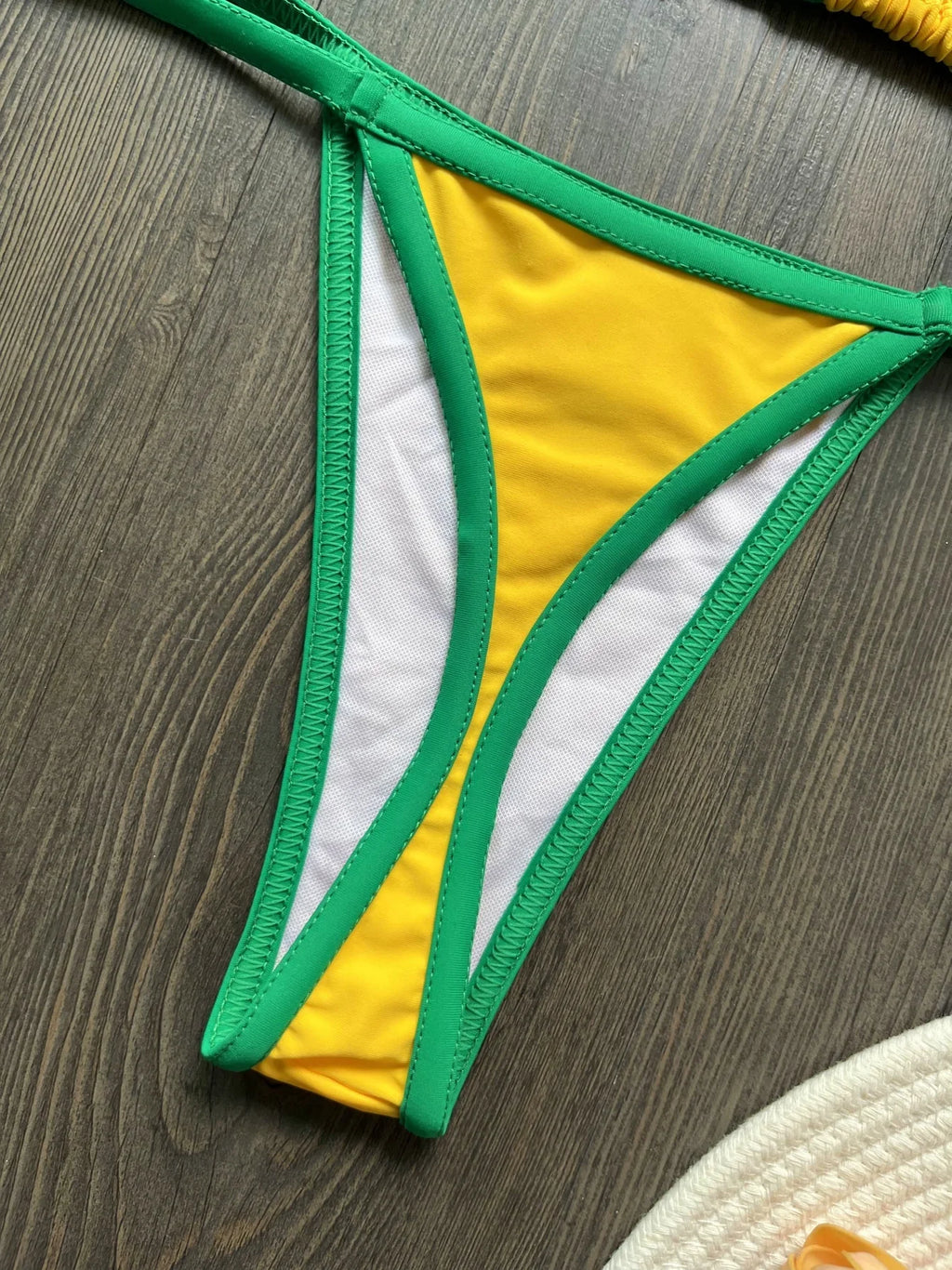 Bikini Brésilien Brodé | Ensemble Maillot de Bain Femme Patchwork Deux Pièces
