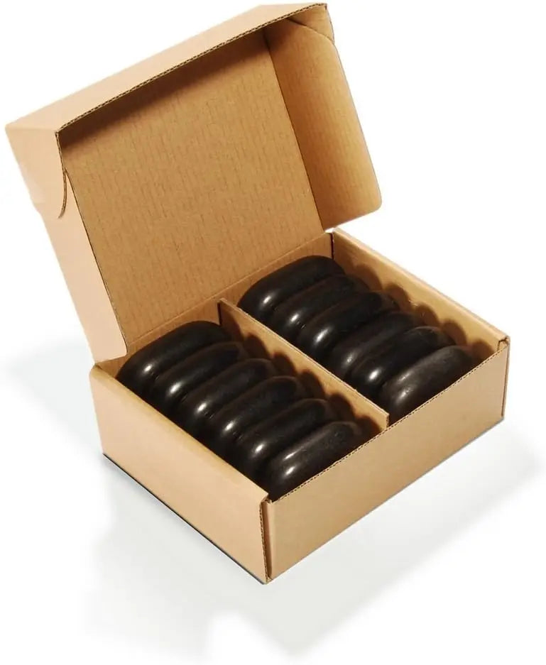 🖤 Pierres de Massage Chaudes – Set 12 Pièces | Spa Professionnel Noir