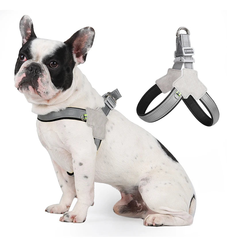 Harnais pour chien sans traction, gilet pour petits et moyens chiens, chats, randonnée, sangle de poitrine réglable et respirante, bouledogue, Chihuahua, accessoires pour animaux de compagnie