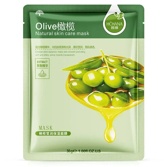 Masque facial végétal naturel, hydratant, contrôle de l'huile, anti-âge, fruits, rentabilité, feuille coréenne, beauté, soins de la peau, 30 pièces Olive 30p