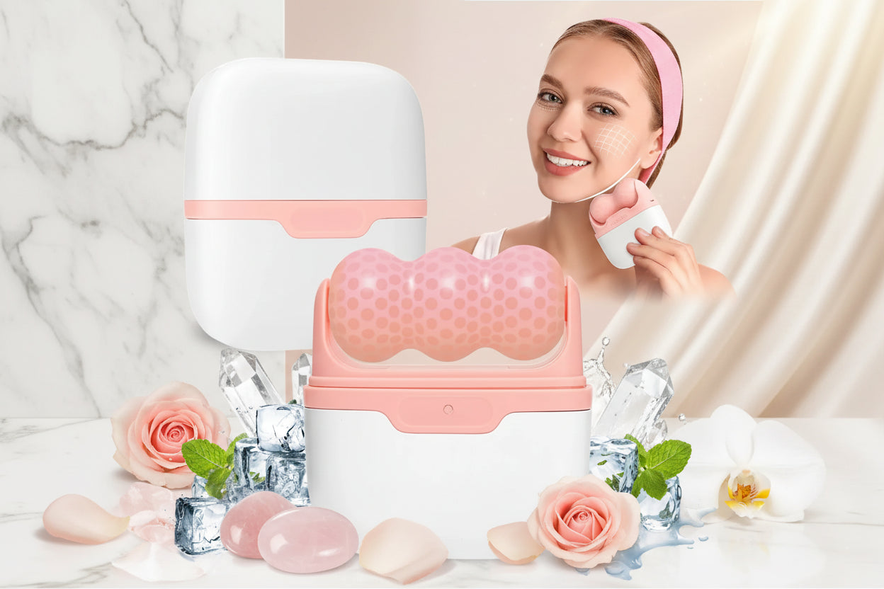 Rouleau de Glace Double Tête – Visage & Yeux | Anti-Migraine & Massage Froid