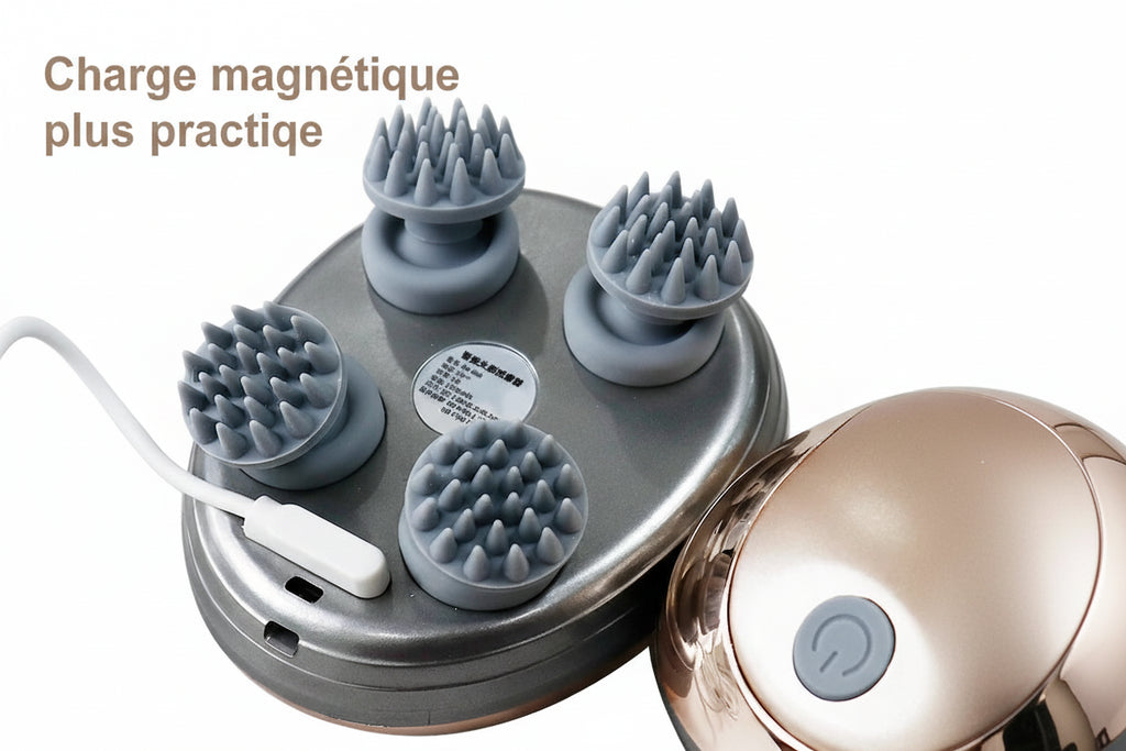 Masseur de Tête Électrique Vibration - Relaxation Cuir Chevelu Circulation Sanguine