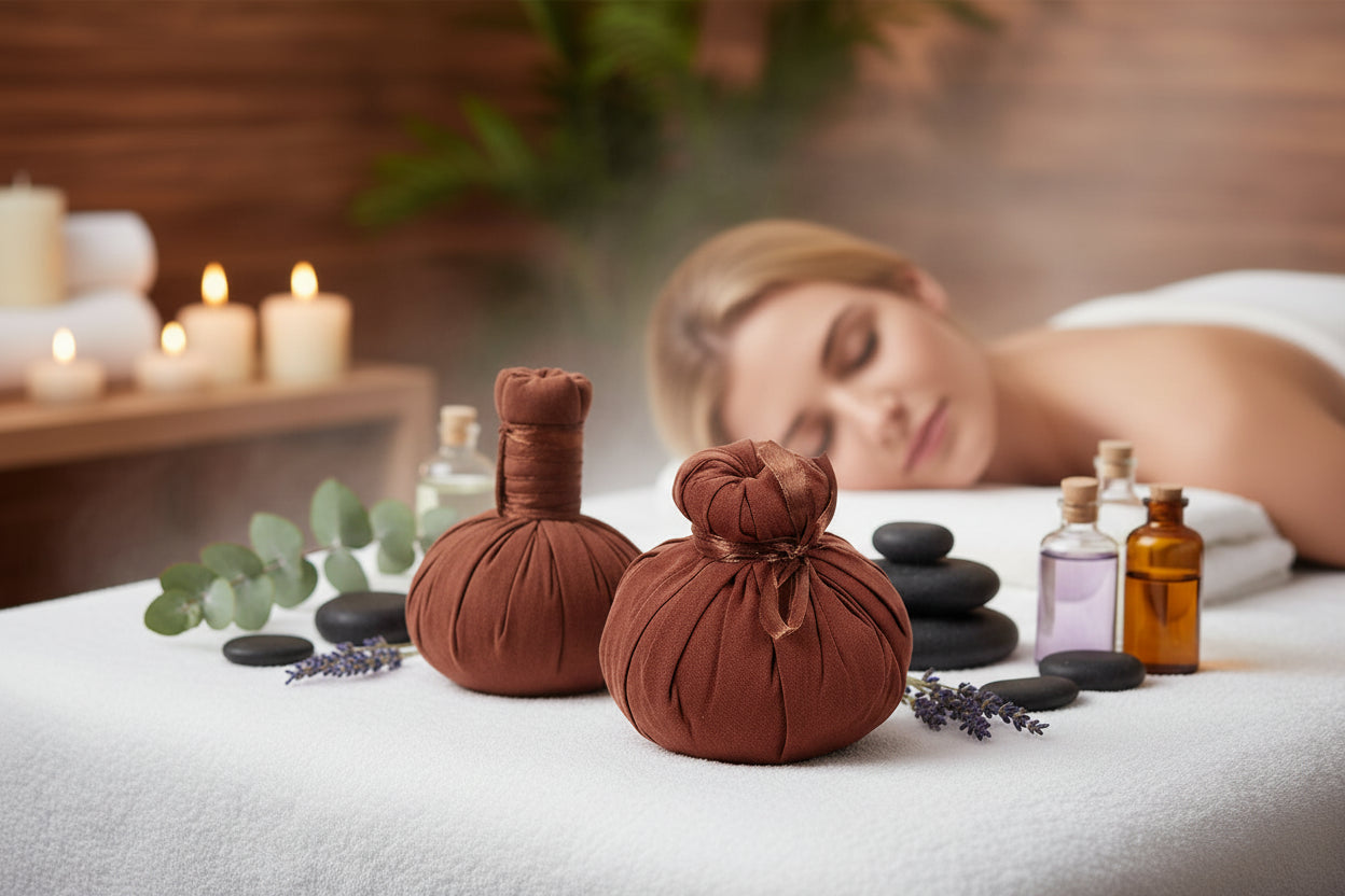 Pochettes Chauffantes Massage Thaï - Boules Herbes Chinoises Spa 🌿