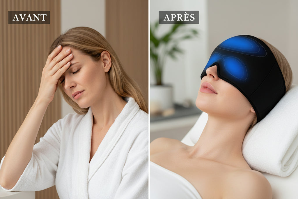 Chapeau Gel Glace Anti-Migraine - Compresse Froide Thérapie Masque Yeux