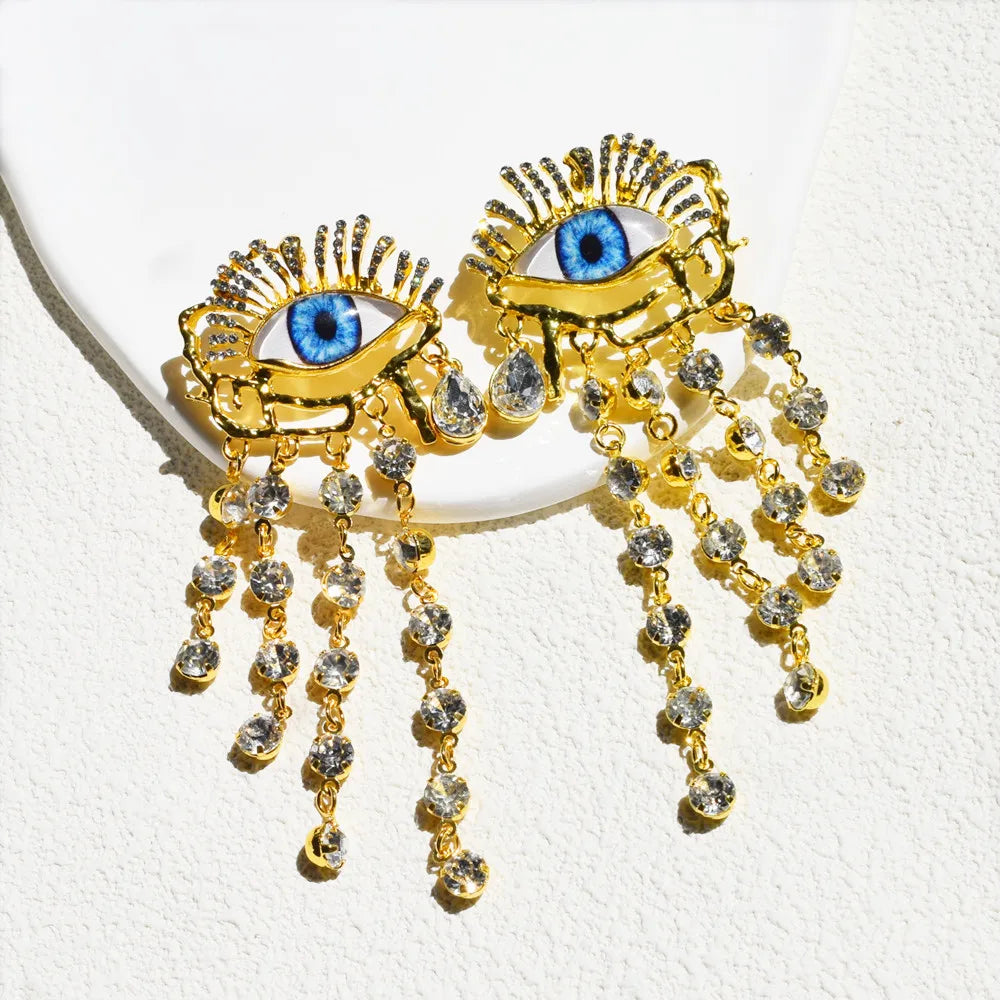 Boucles d'Oreilles Œil Baroque Dorées | Bijoux Ethniques Vintage Femme