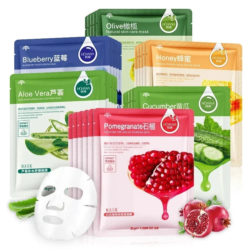 Masque facial végétal naturel, hydratant, contrôle de l'huile, anti-âge, fruits, rentabilité, feuille coréenne, beauté, soins de la peau, 30 pièces