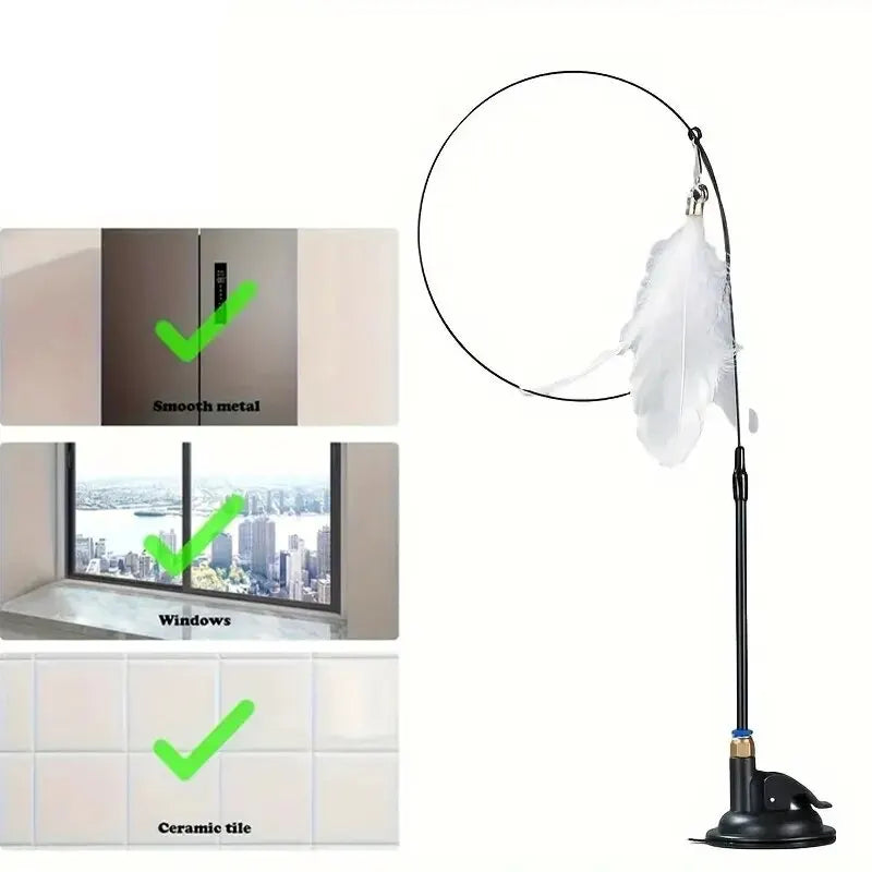 Jouet Interactif Chat Luxe — Baguette Plumes & Cloche